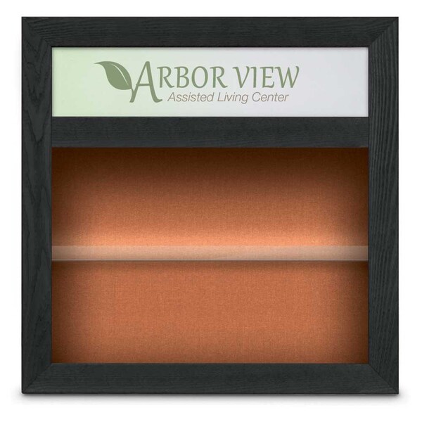 Outdoor Enclosed Combo Board, 42"x32", Satin Frame/Black Porc & Black